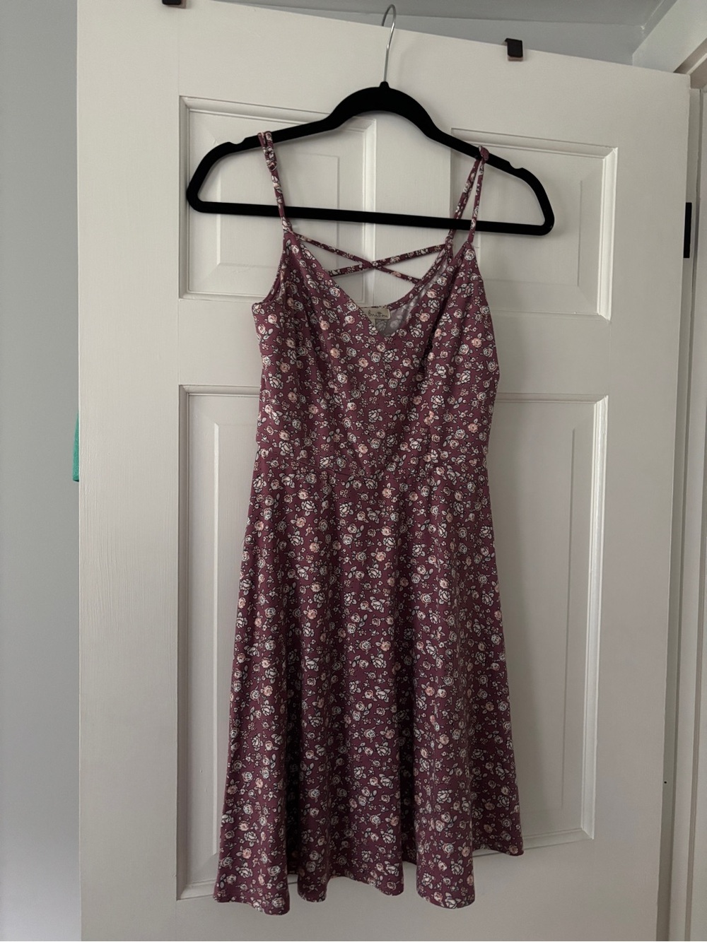 nine britton Dusty Rose Floral Crisscross Mini Dress